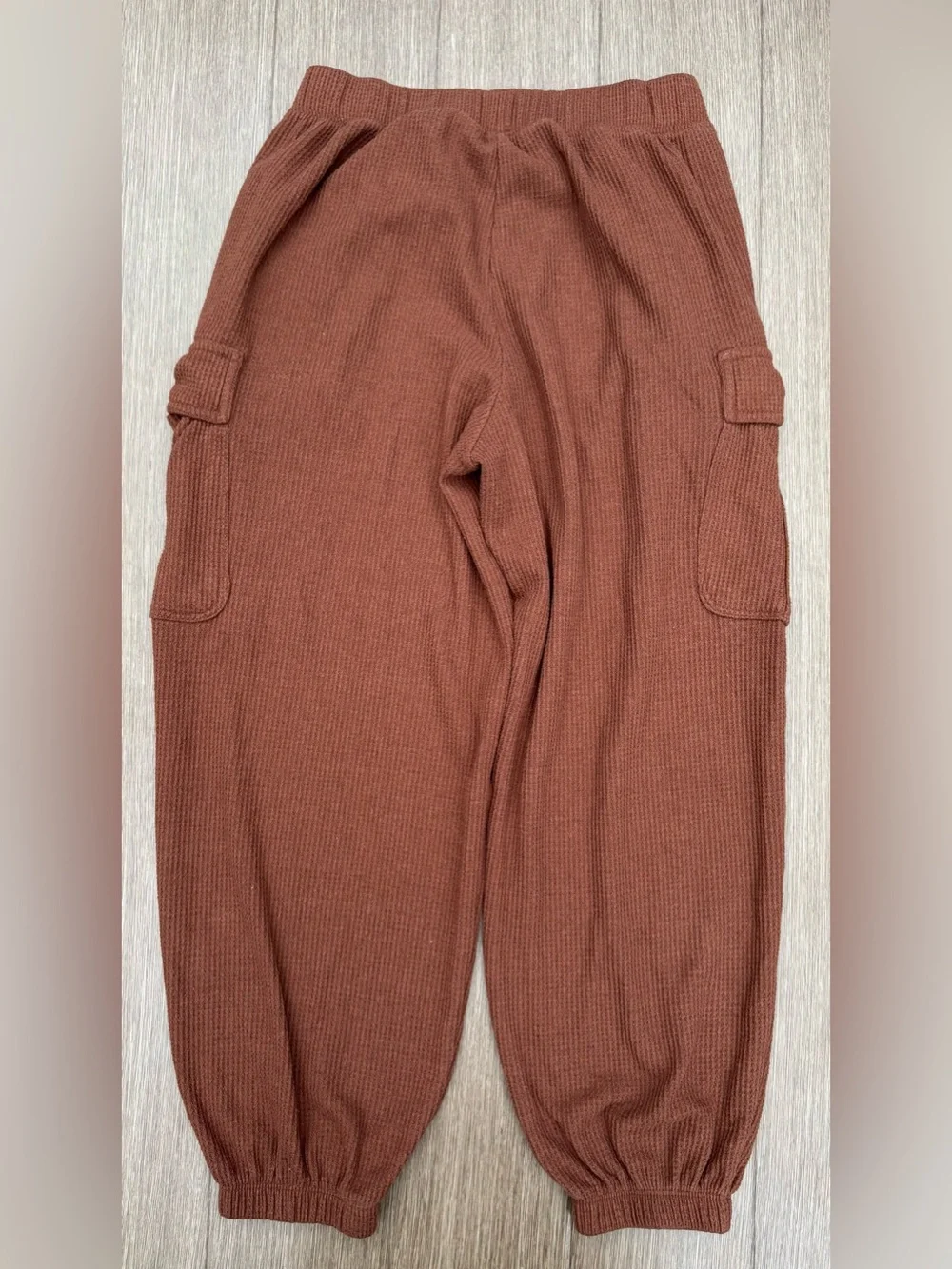 Aerie Traveler Lounge Waffle Cargo Joggers In Terracotta Rusty Brown Size S